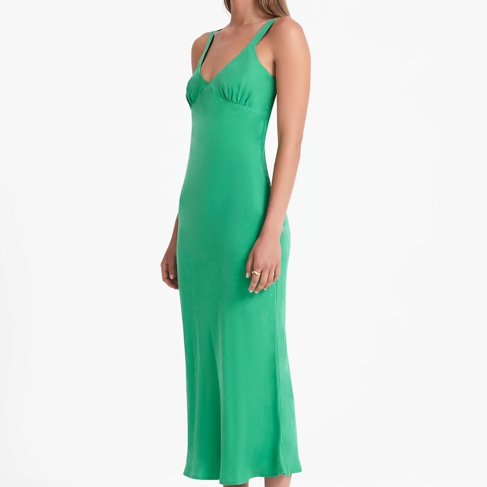 Nude Lucy ARIANNE CUPRO SLIP maxi DRESS Elegant Green Sleeveless Dress small